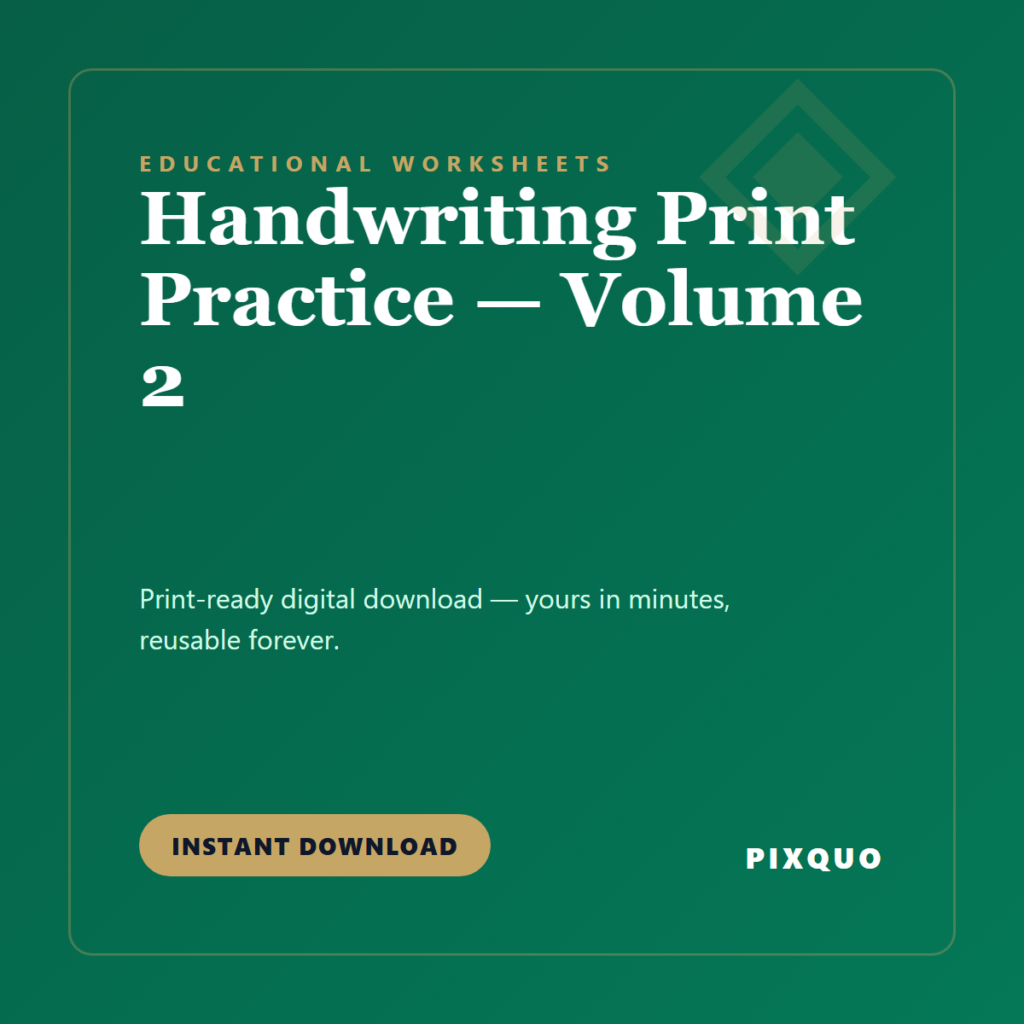 Handwriting Print Practice — Volume 2 — printable digital download