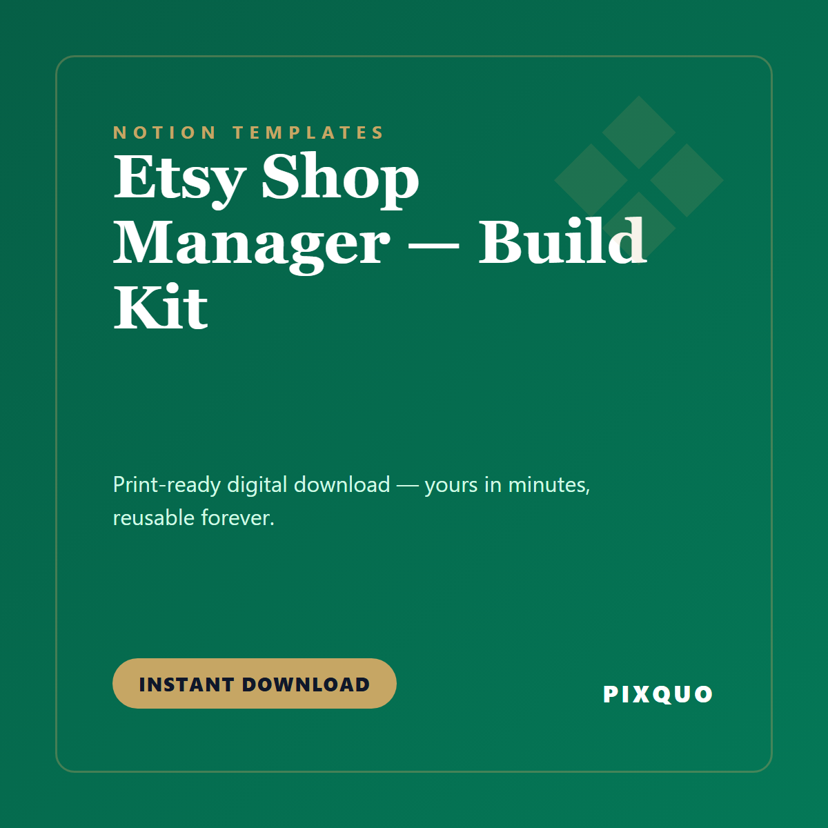 Etsy Shop Manager — Build Kit — printable digital download