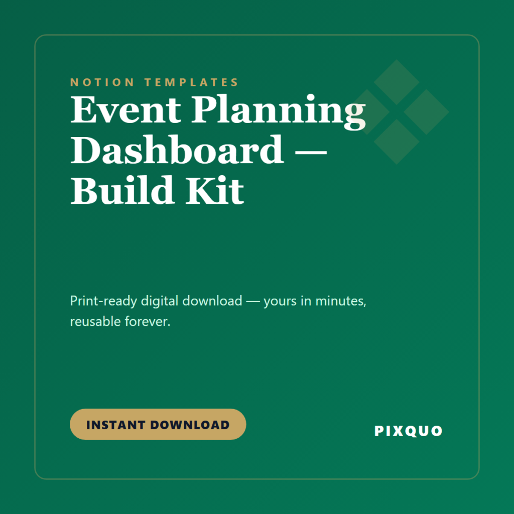 Event Planning Dashboard — Build Kit — printable digital download