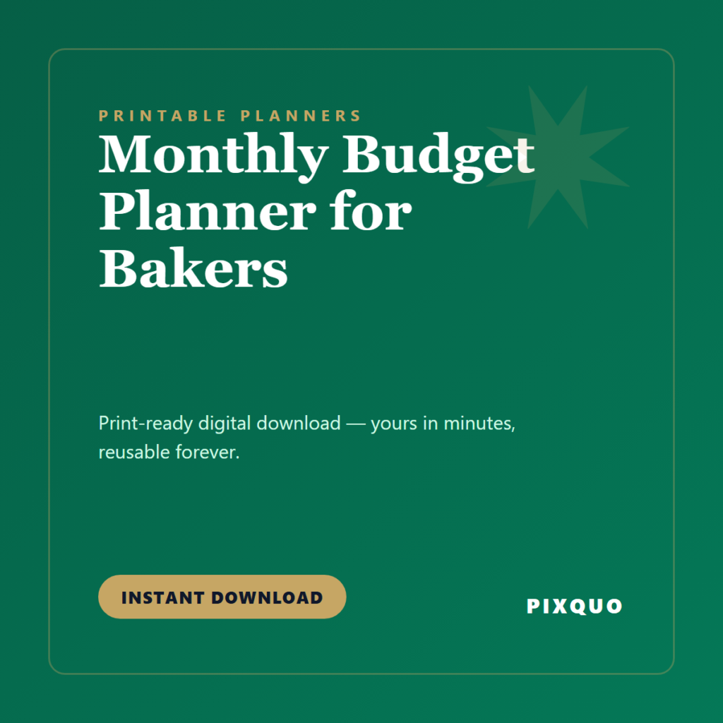 Monthly Budget Planner for Bakers — printable digital download
