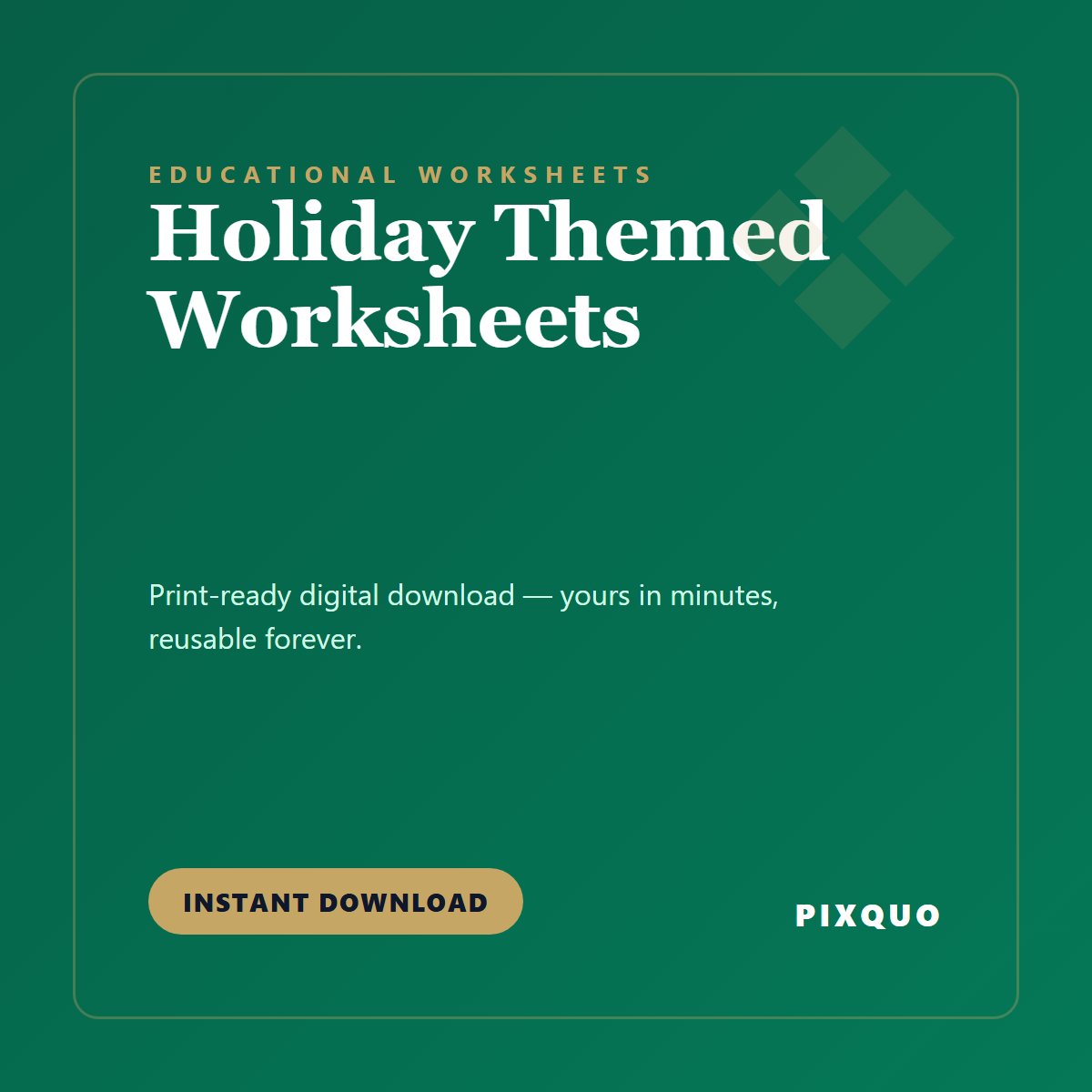 Holiday Themed Worksheets — printable digital download