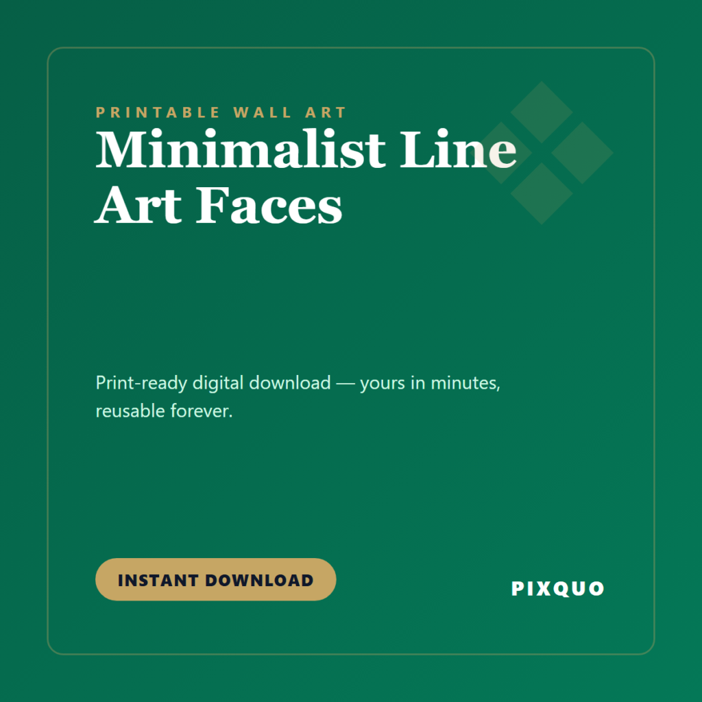 Minimalist Line Art Faces — printable digital download