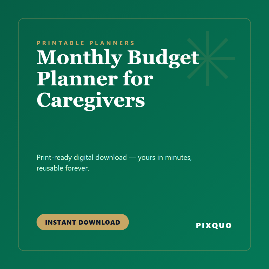 Monthly Budget Planner for Caregivers — printable digital download