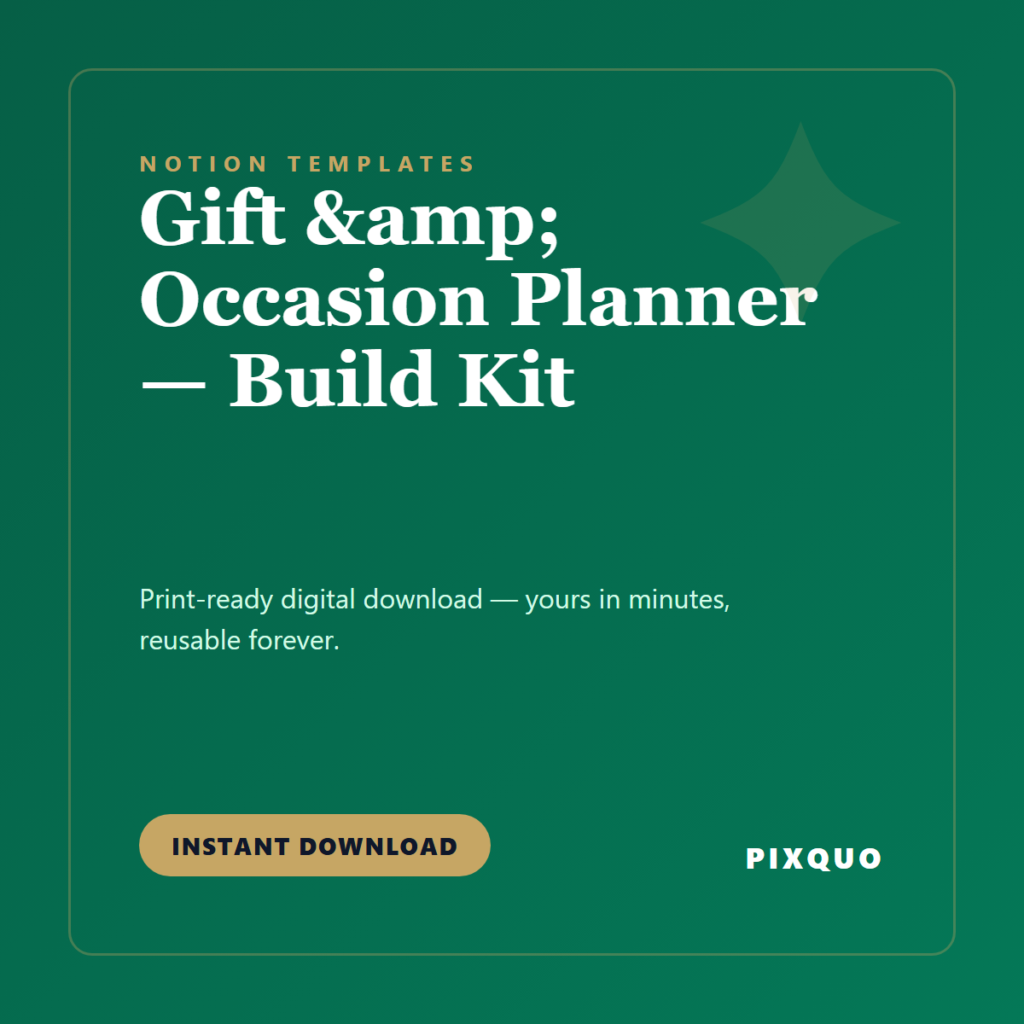 Gift & Occasion Planner — Build Kit — printable digital download