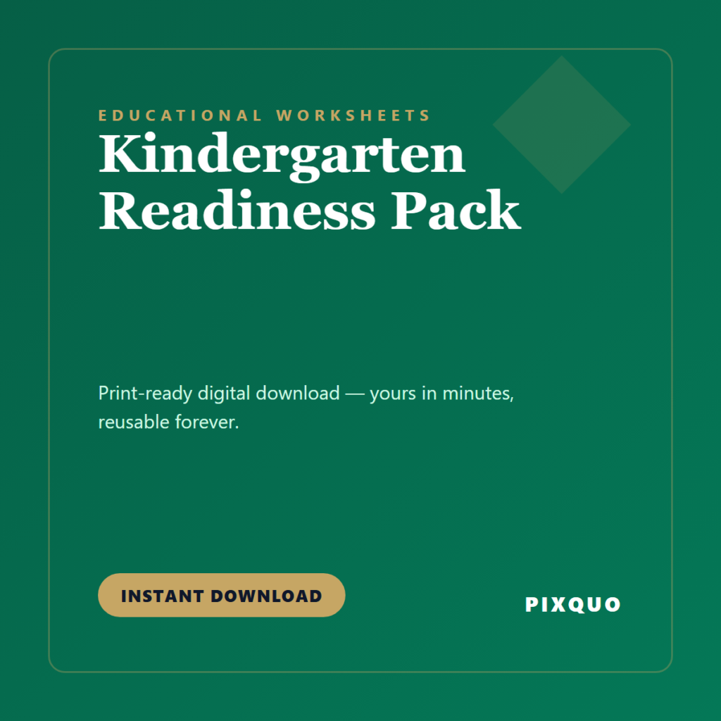 Kindergarten Readiness Pack — printable digital download
