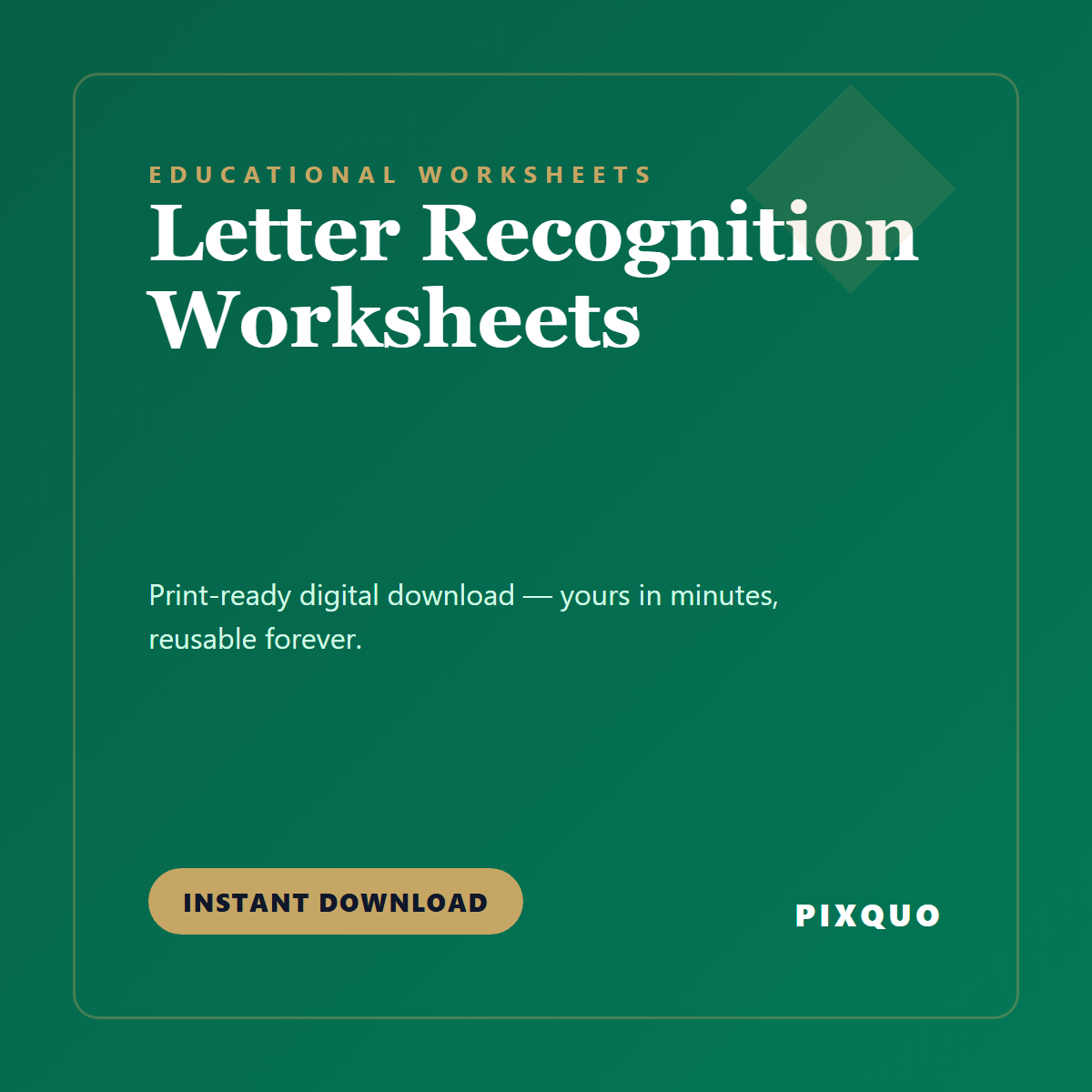 Letter Recognition Worksheets — printable digital download