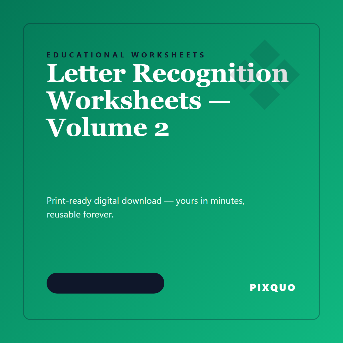 Letter Recognition Worksheets — Volume 2 — printable digital download