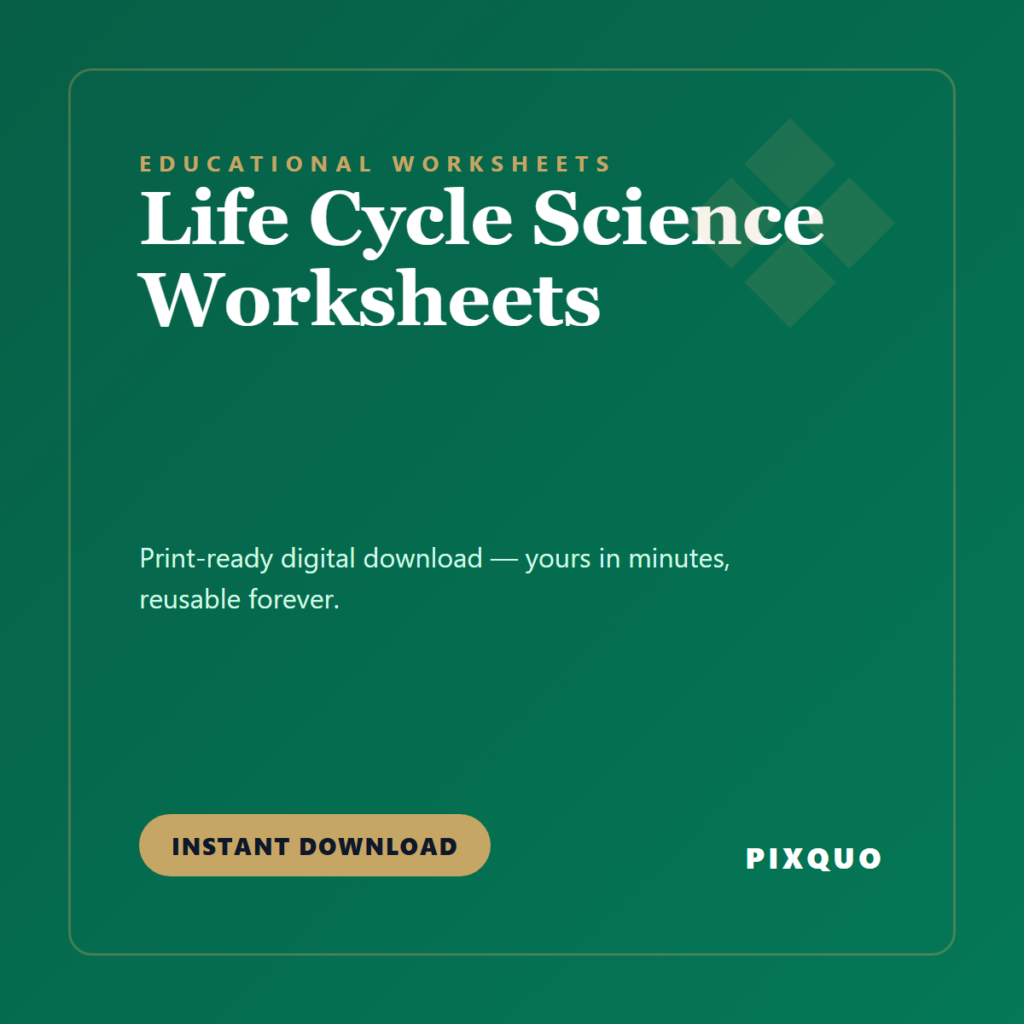 Life Cycle Science Worksheets — printable digital download