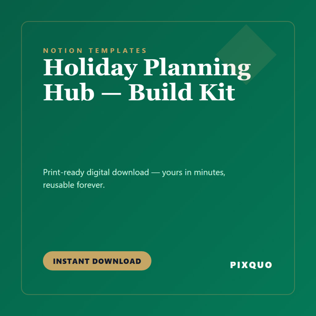 Holiday Planning Hub — Build Kit — printable digital download