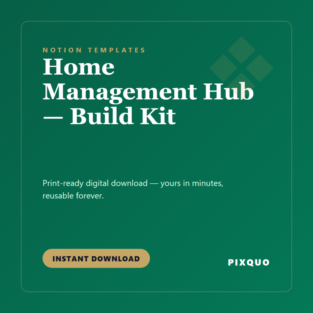 Home Management Hub — Build Kit — printable digital download