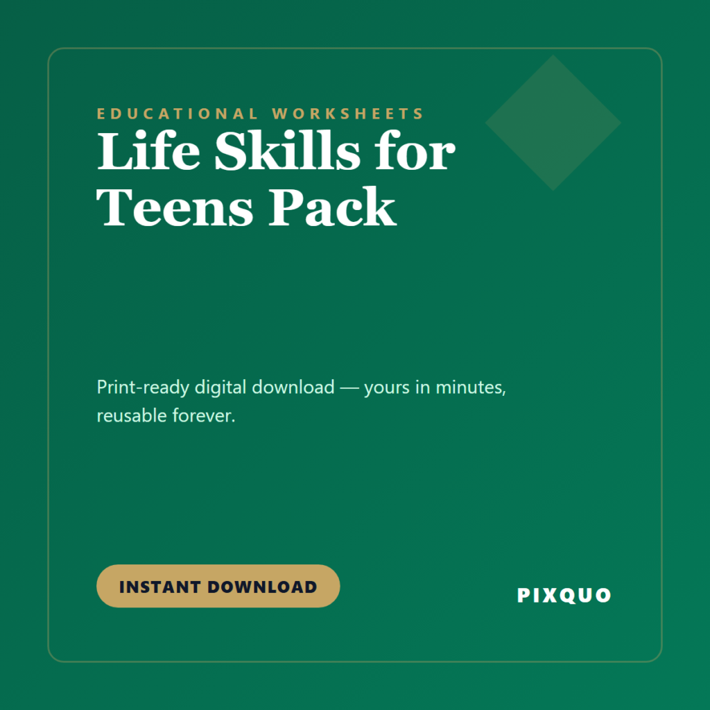 Life Skills for Teens Pack — printable digital download