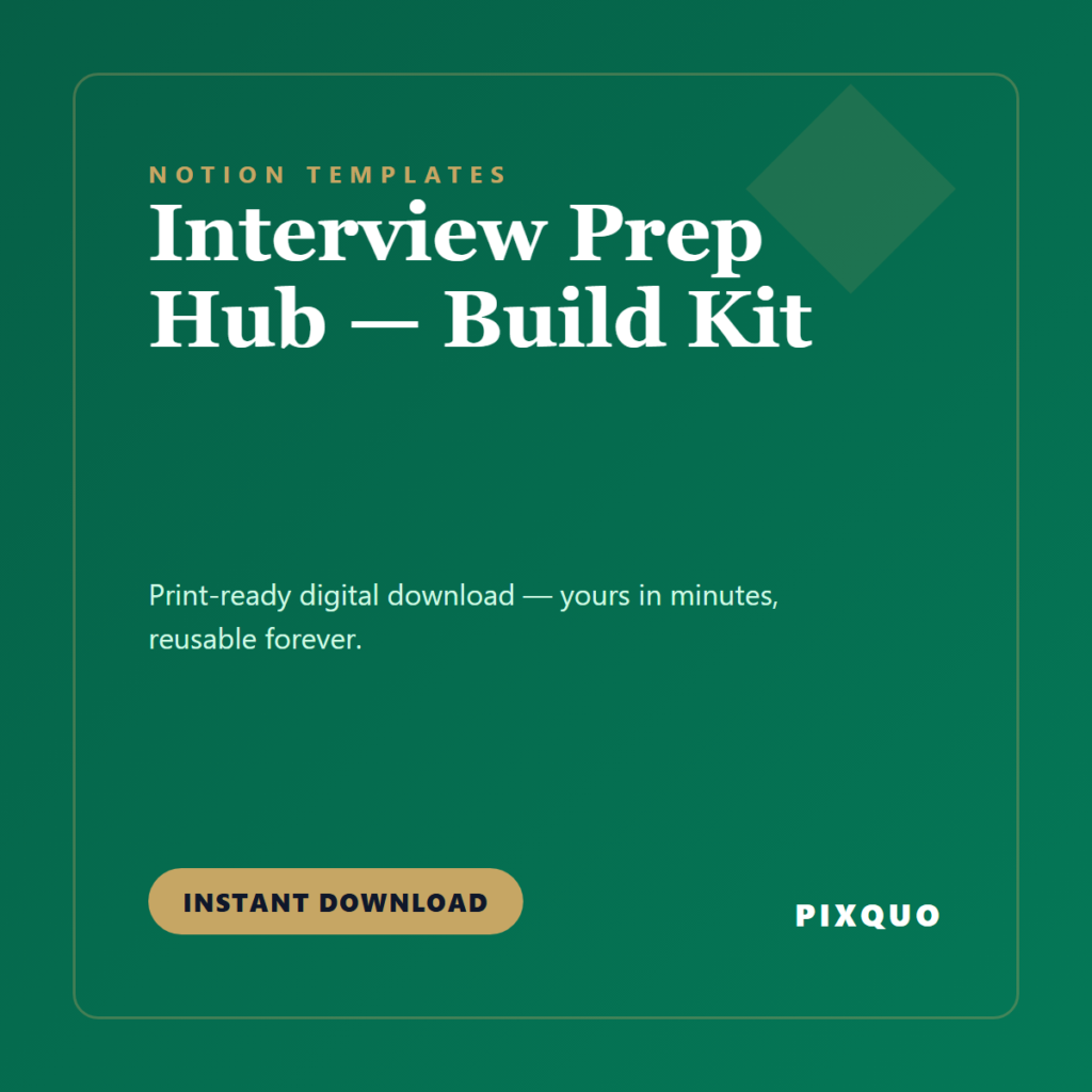 Interview Prep Hub — Build Kit — printable digital download