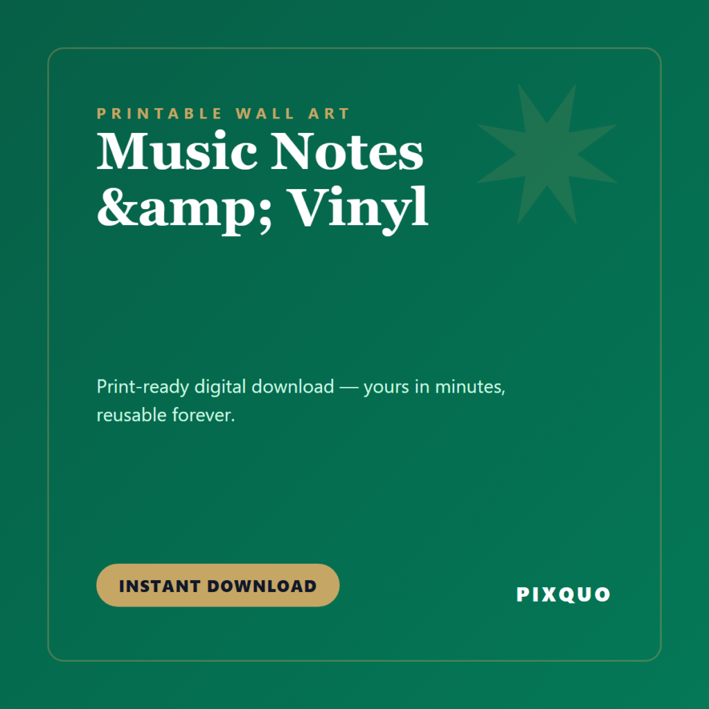Music Notes & Vinyl — printable digital download