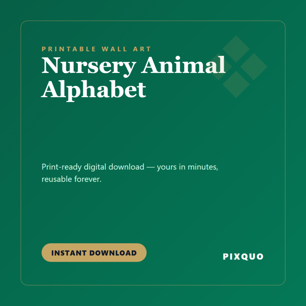 Nursery Animal Alphabet — printable digital download