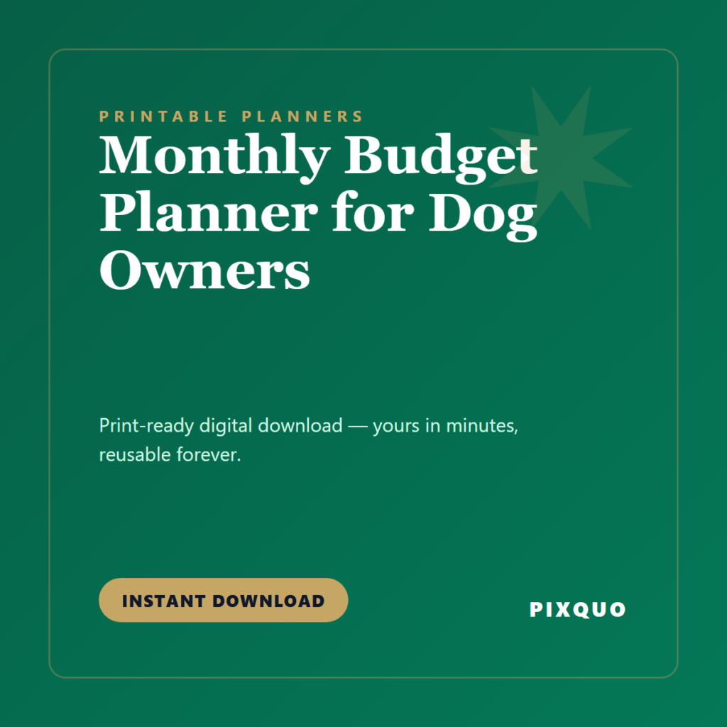 Monthly Budget Planner for Dog Owners — printable digital download