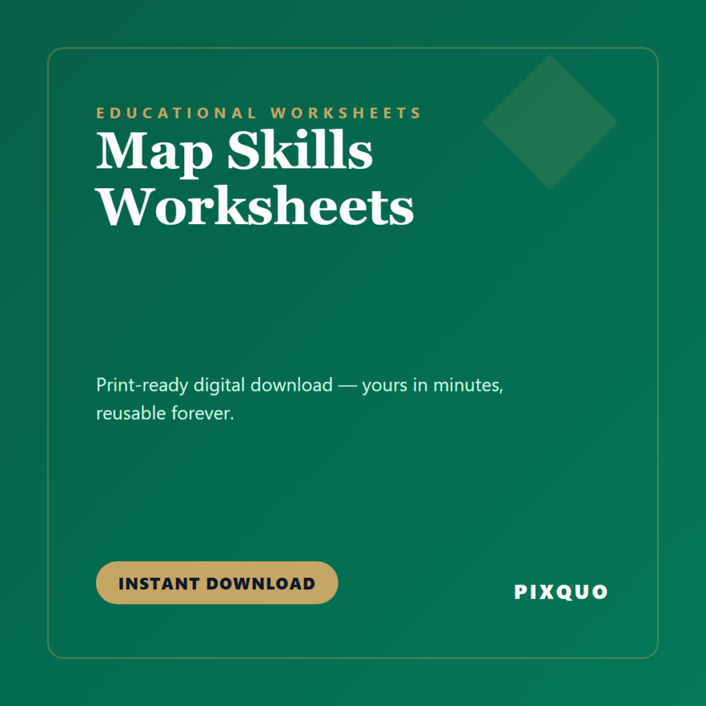 Map Skills Worksheets — printable digital download