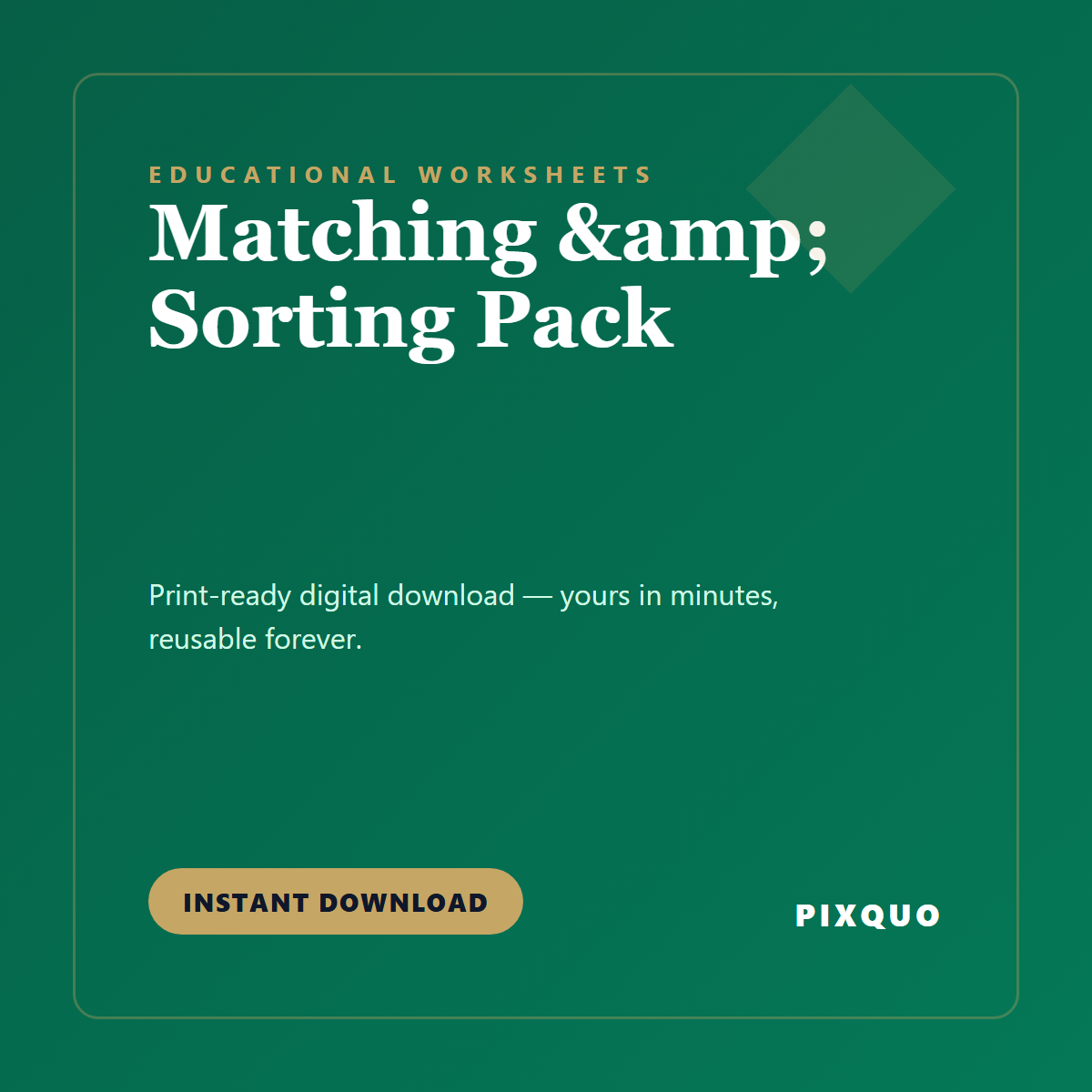 Matching & Sorting Pack — printable digital download