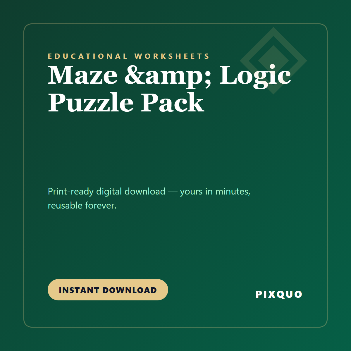 Maze & Logic Puzzle Pack — printable digital download