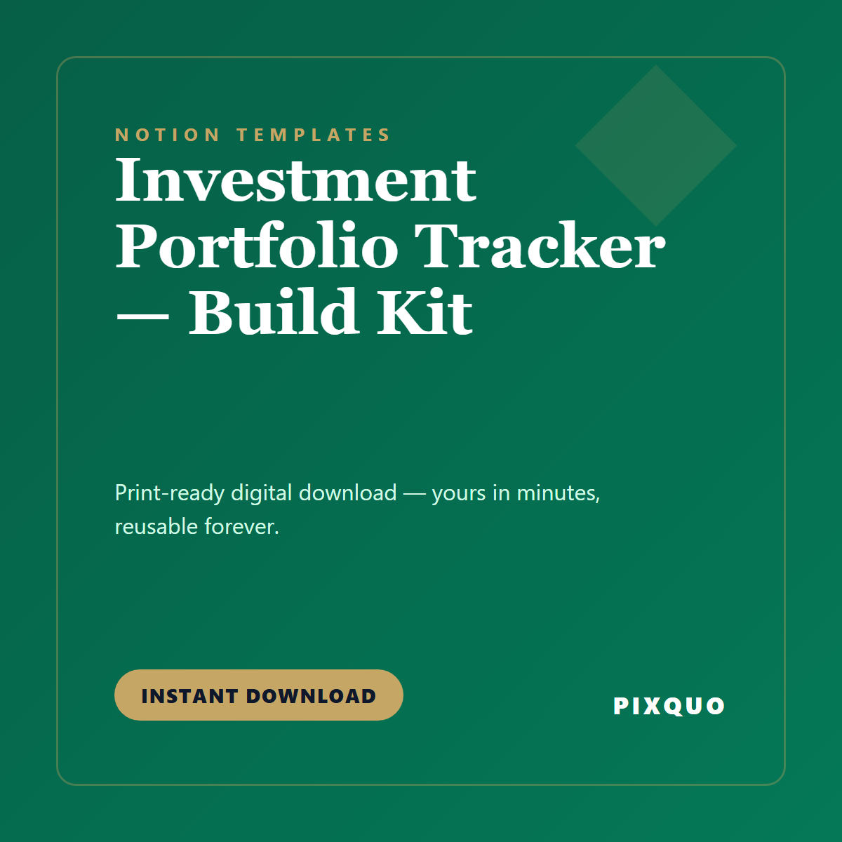 Investment Portfolio Tracker — Build Kit — printable digital download