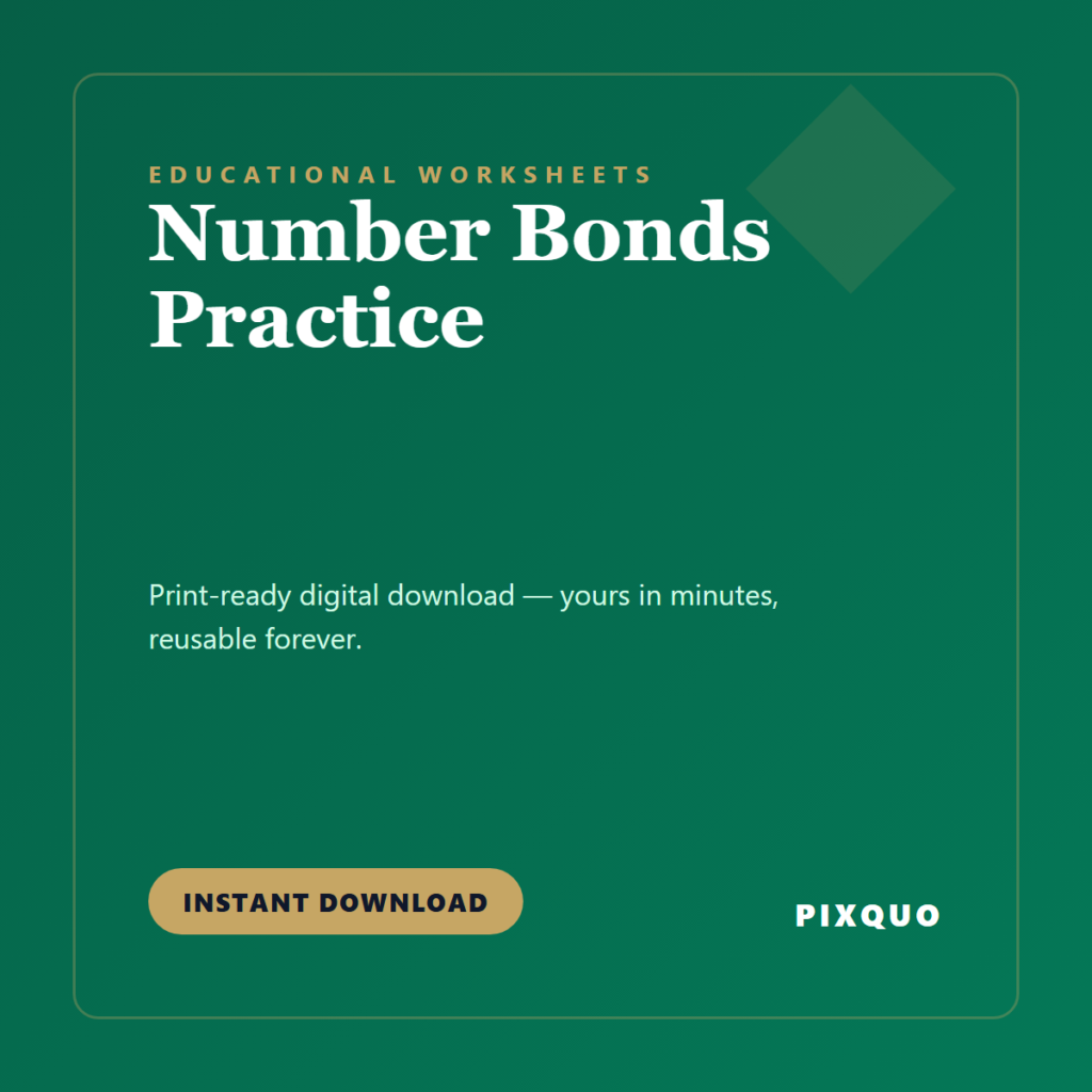 Number Bonds Practice — printable digital download
