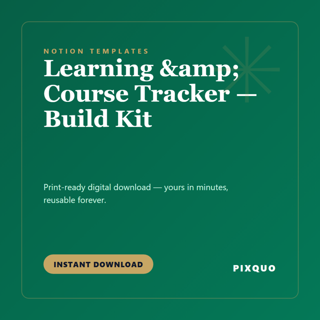 Learning & Course Tracker — Build Kit — printable digital download