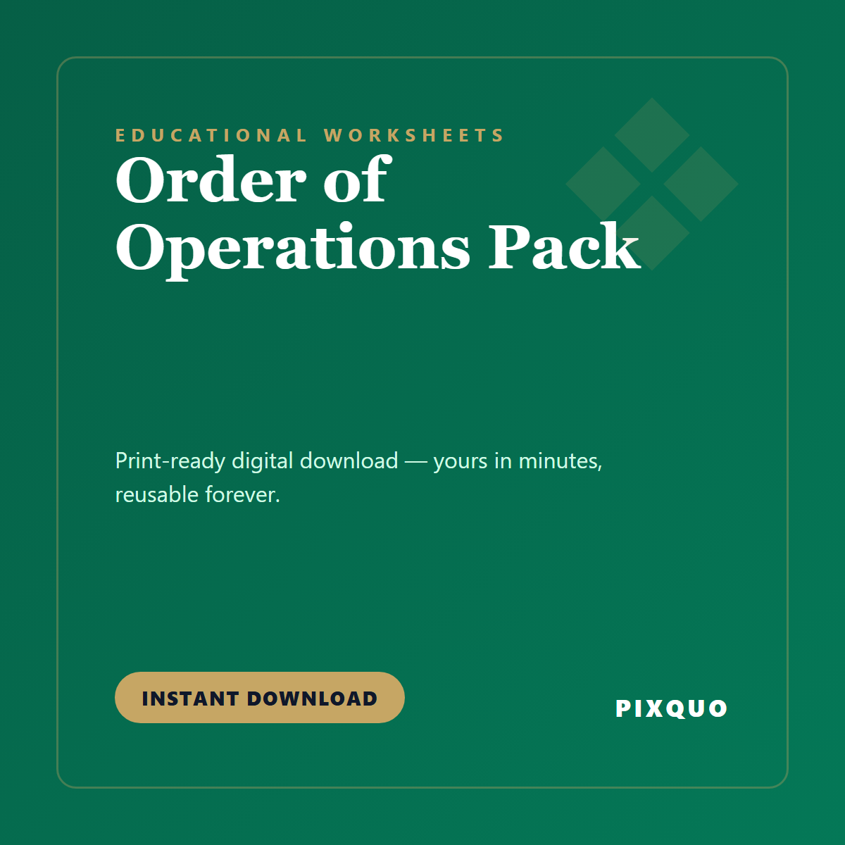 Order of Operations Pack — printable digital download