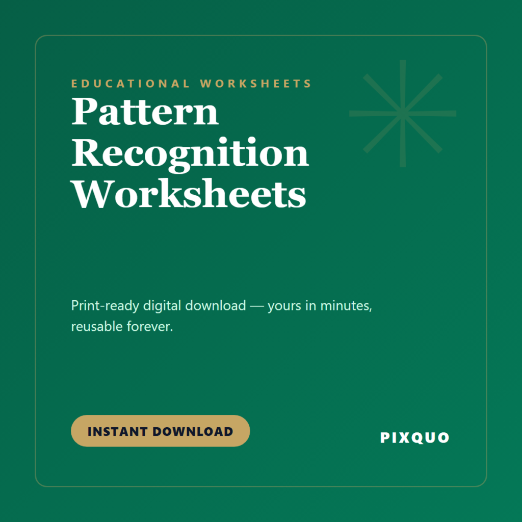 Pattern Recognition Worksheets — printable digital download