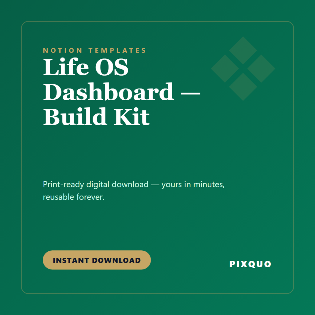 Life OS Dashboard — Build Kit — printable digital download