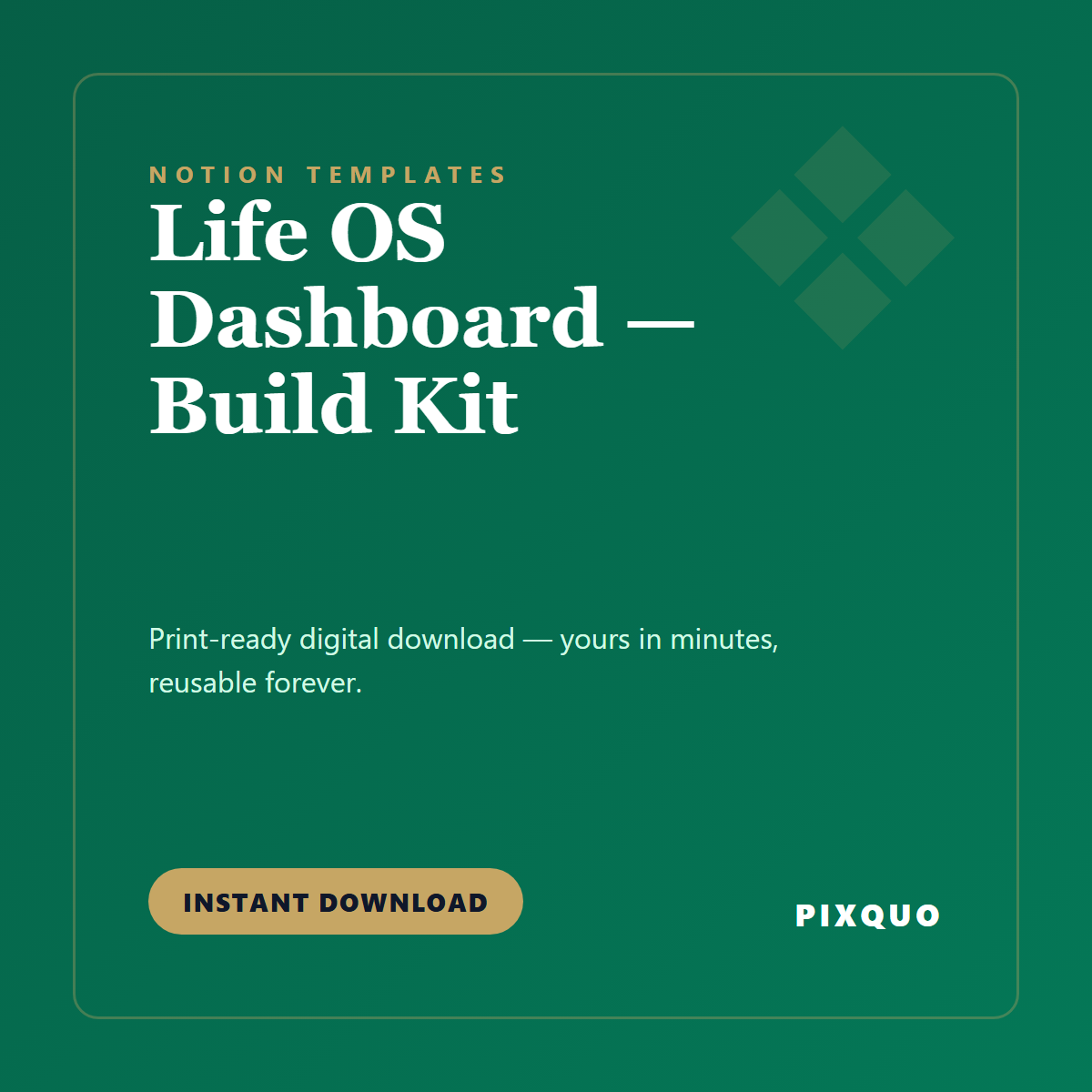 Life OS Dashboard — Build Kit — printable digital download