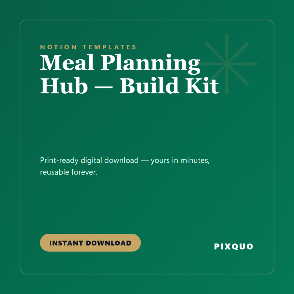 Meal Planning Hub — Build Kit — printable digital download