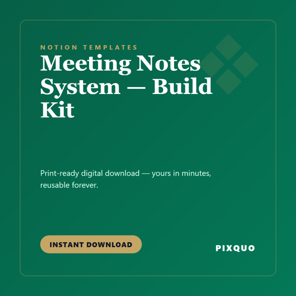 Meeting Notes System — Build Kit — printable digital download