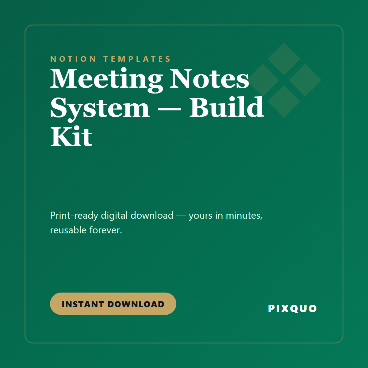 Meeting Notes System — Build Kit — printable digital download