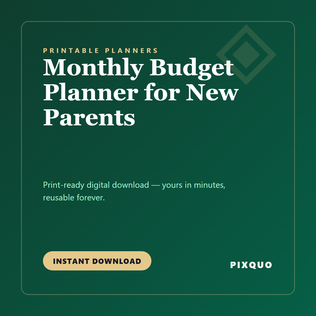 Monthly Budget Planner for New Parents — printable digital download