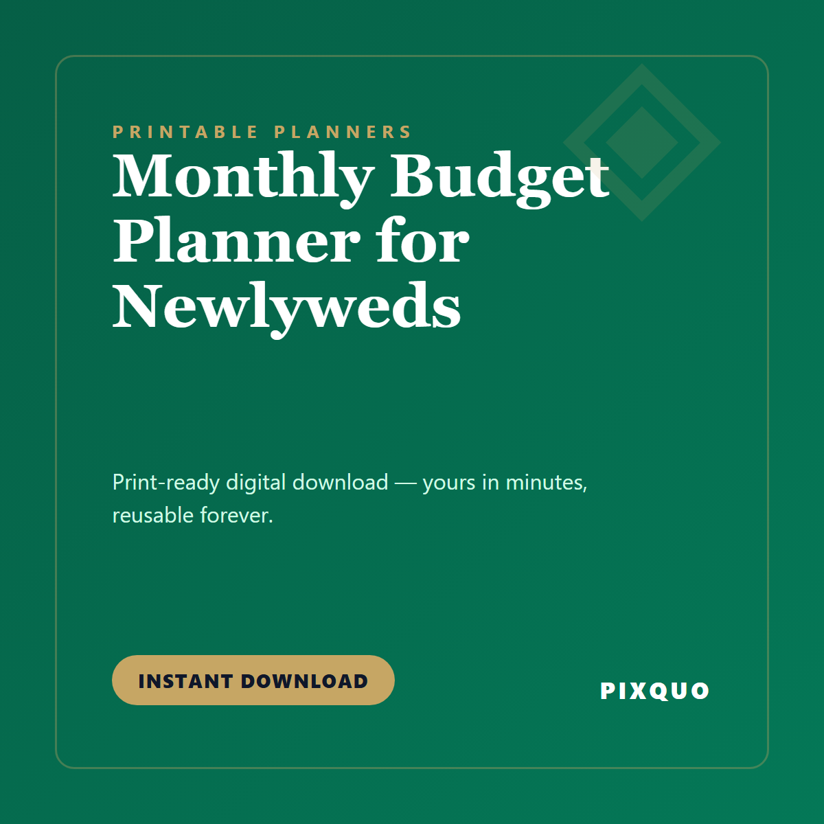 Monthly Budget Planner for Newlyweds — printable digital download
