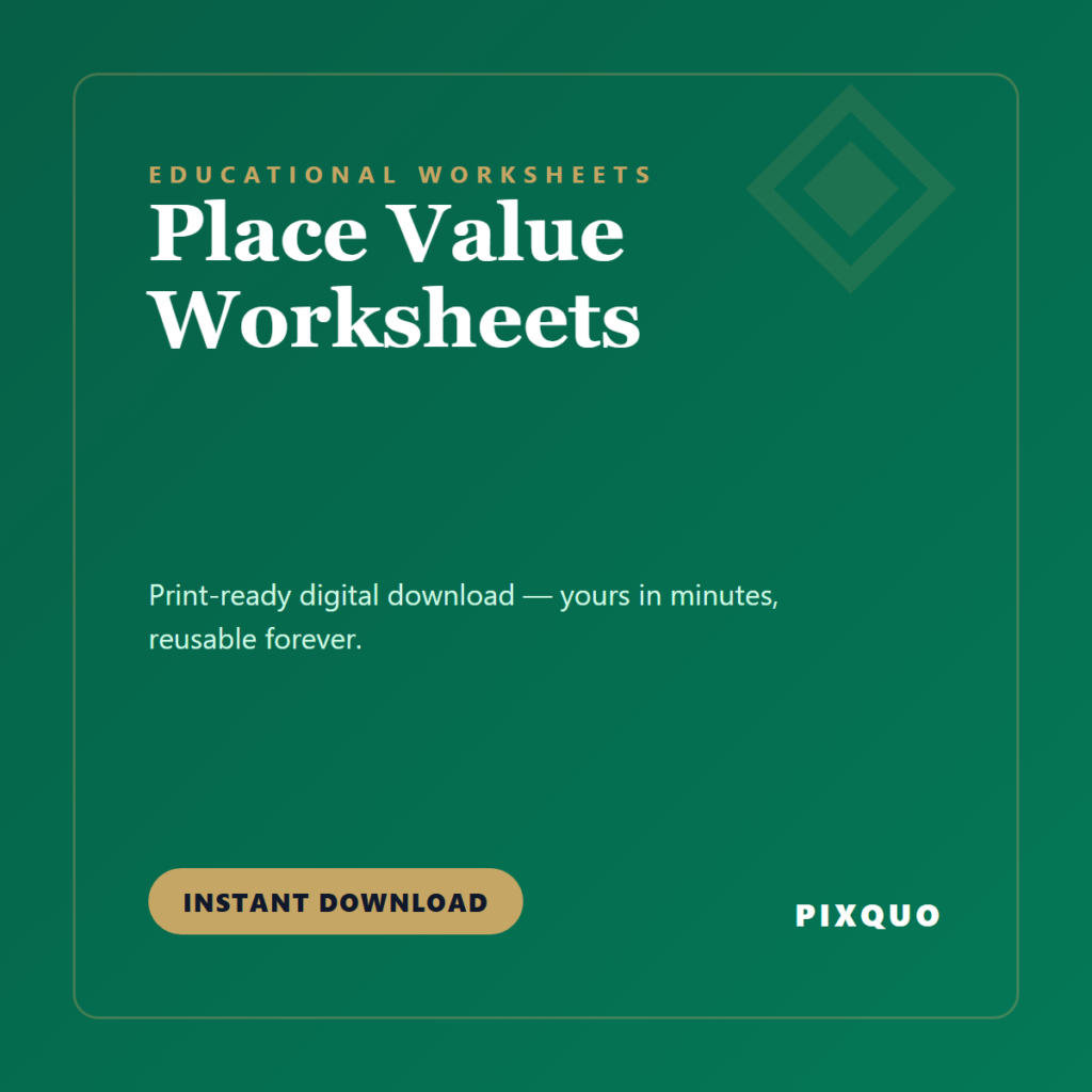 Place Value Worksheets — printable digital download