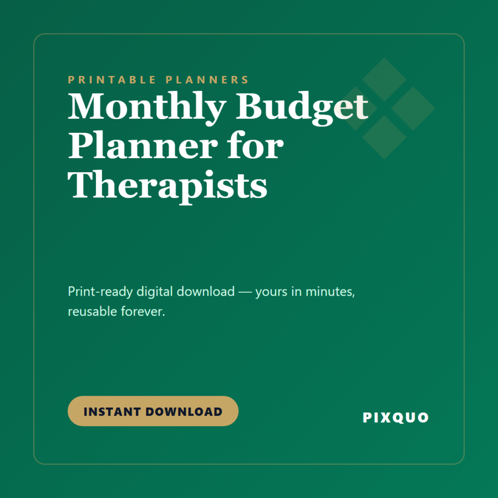 Monthly Budget Planner for Therapists — printable digital download