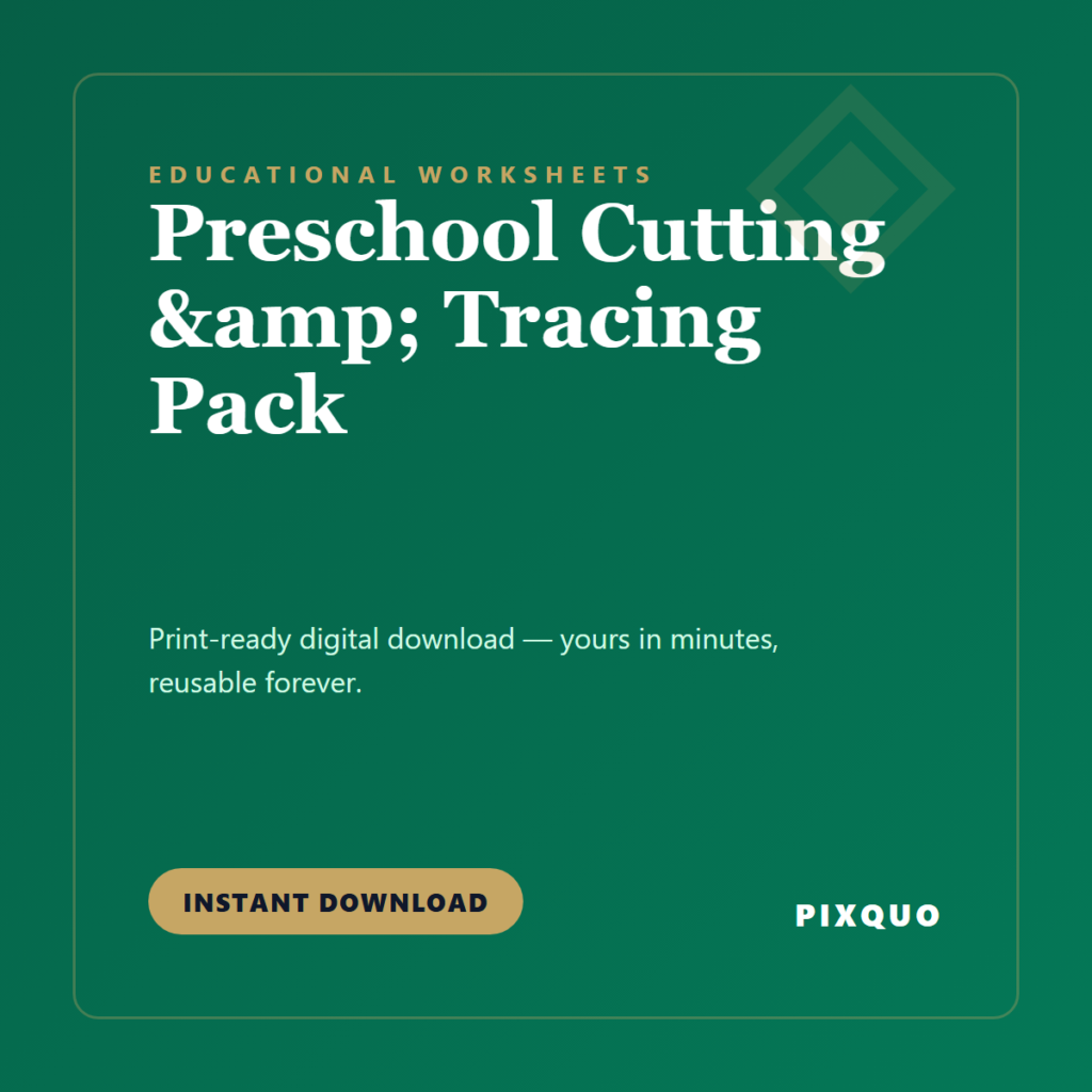 Preschool Cutting & Tracing Pack — printable digital download
