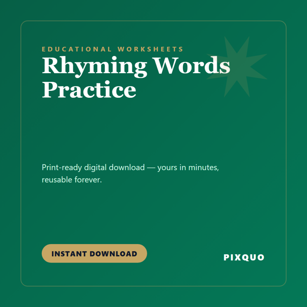 Rhyming Words Practice — printable digital download