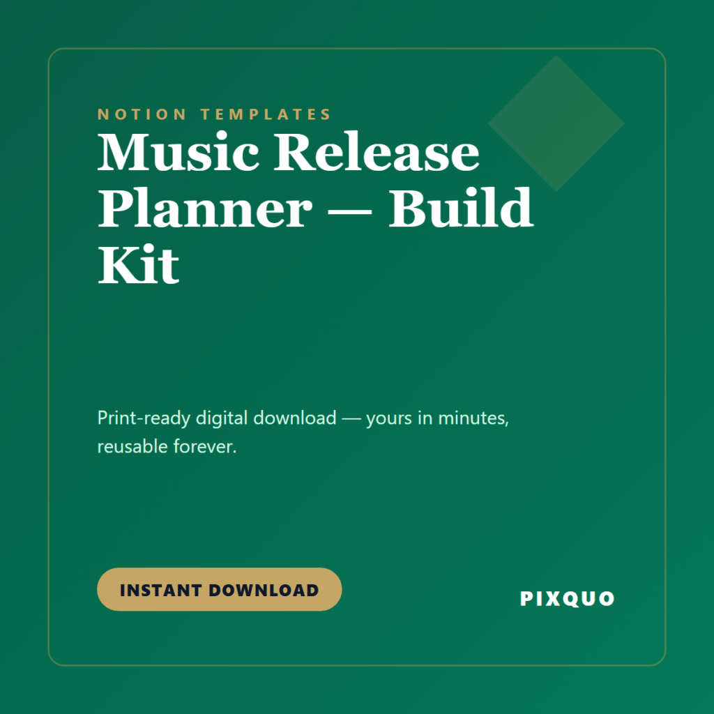Music Release Planner — Build Kit — printable digital download