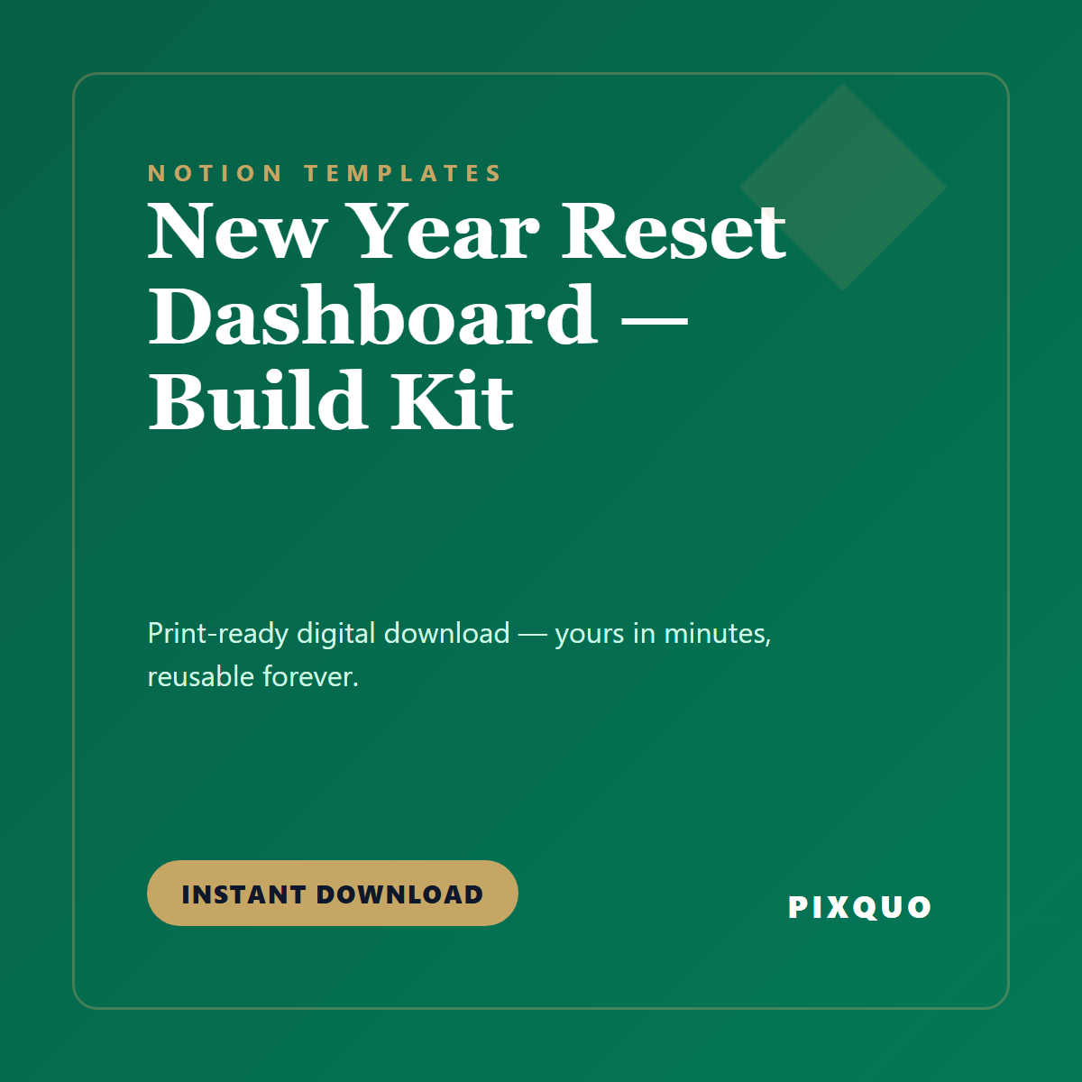 New Year Reset Dashboard — Build Kit — printable digital download