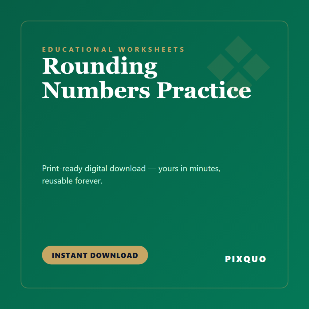 Rounding Numbers Practice — printable digital download