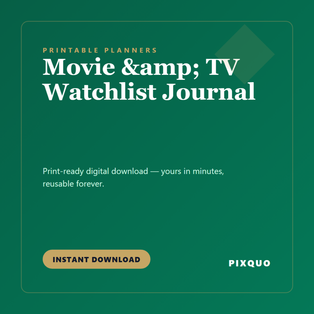 Movie & TV Watchlist Journal — printable digital download