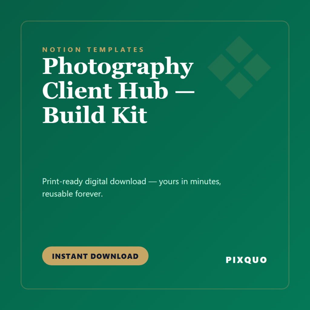 Photography Client Hub — Build Kit — printable digital download