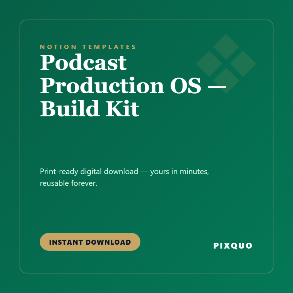 Podcast Production OS — Build Kit — printable digital download