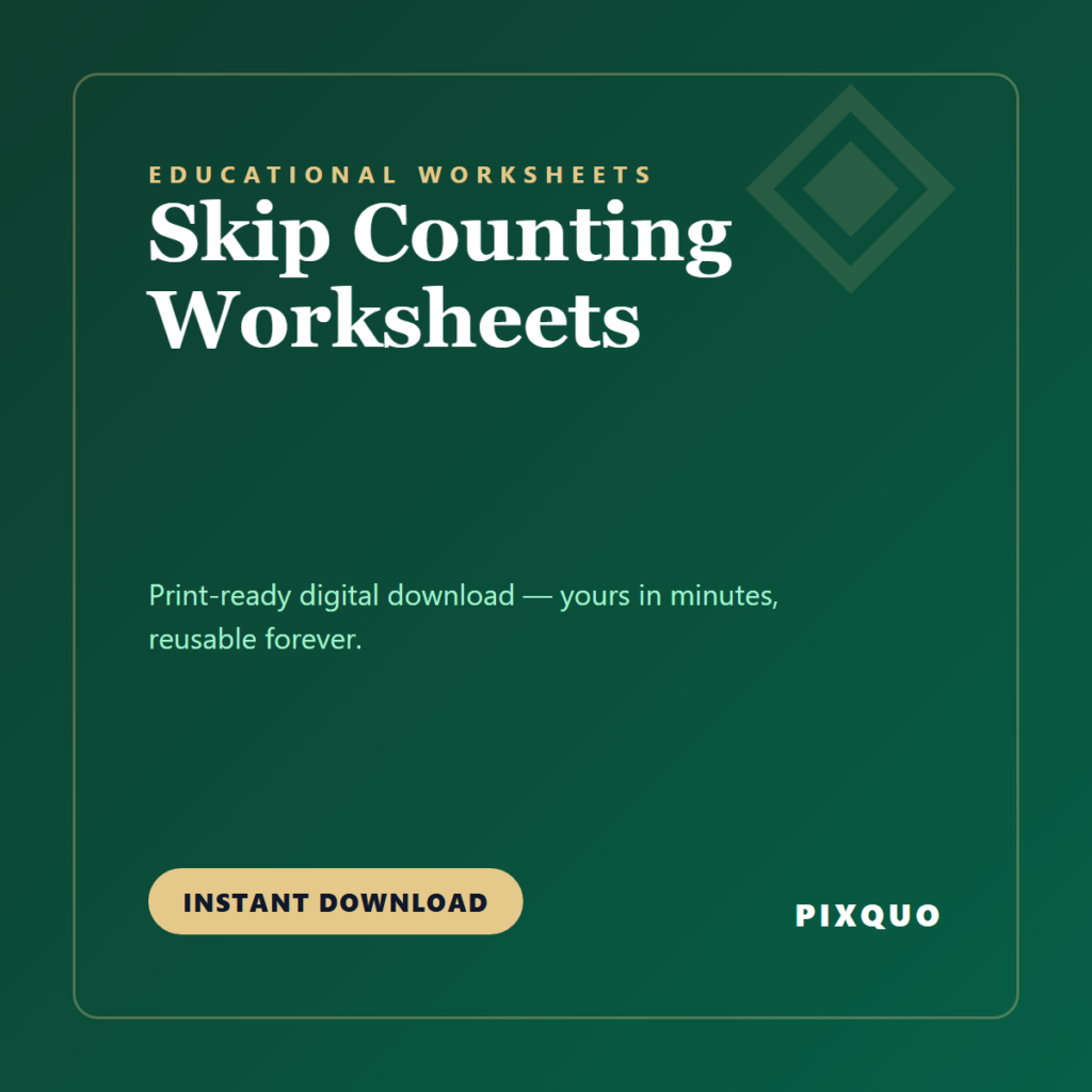 Skip Counting Worksheets — printable digital download