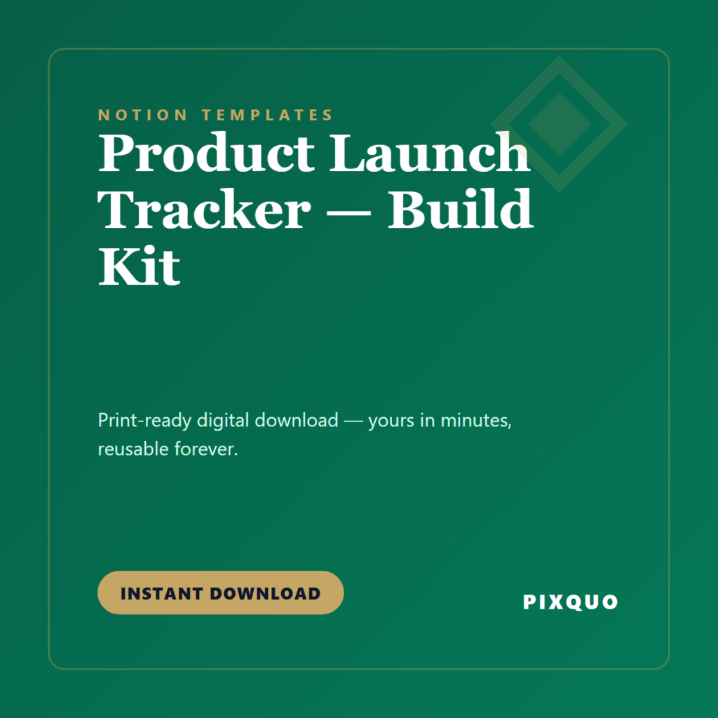 Product Launch Tracker — Build Kit — printable digital download