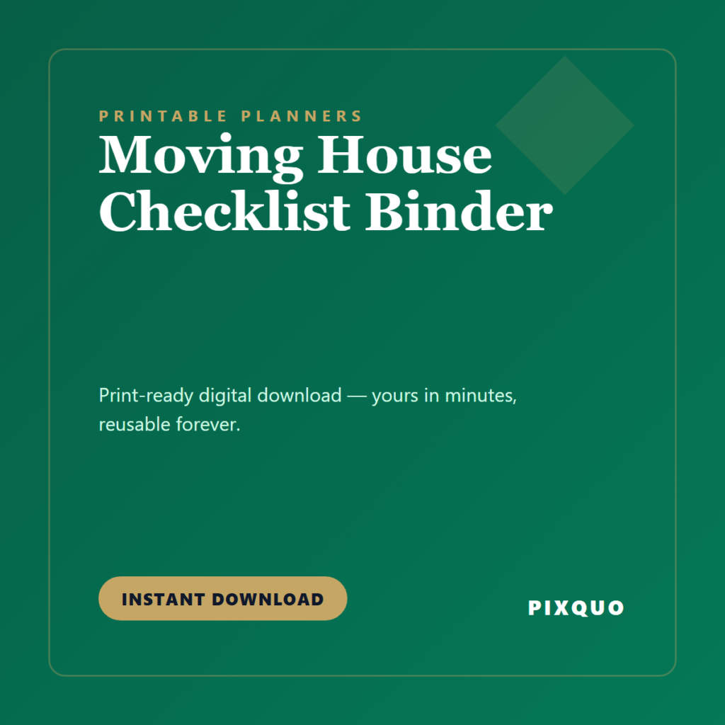 Moving House Checklist Binder — printable digital download