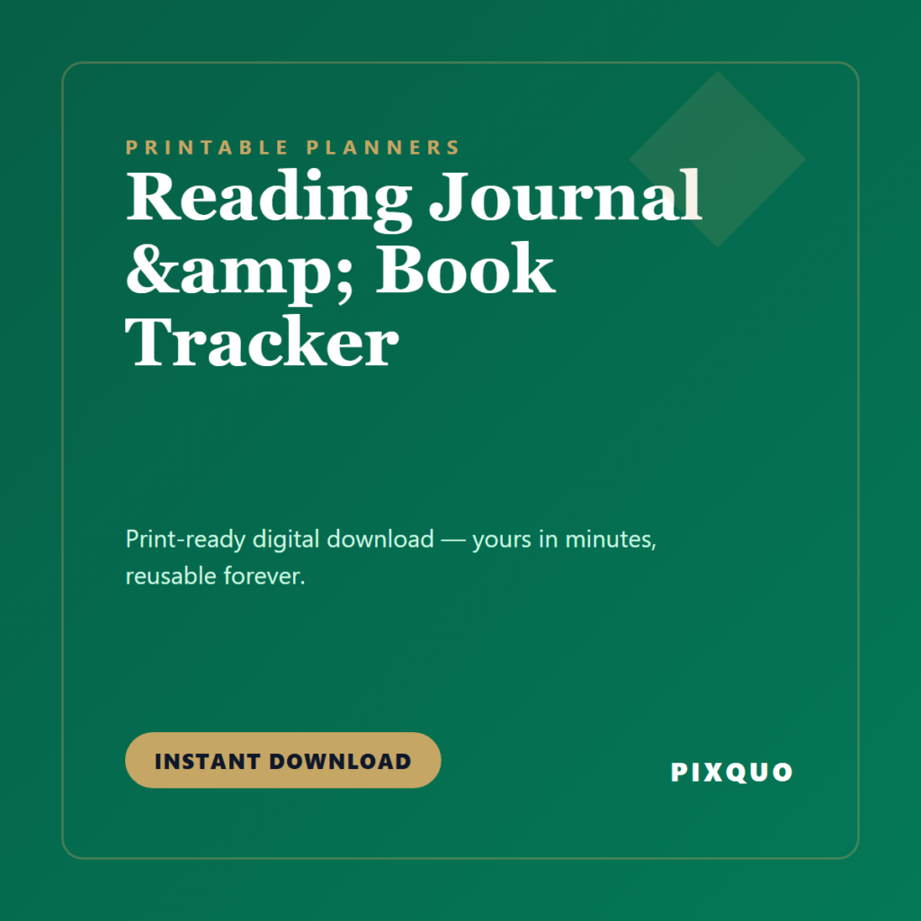 Reading Journal & Book Tracker — printable digital download