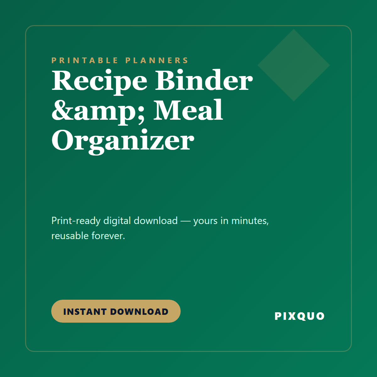 Recipe Binder & Meal Organizer — printable digital download