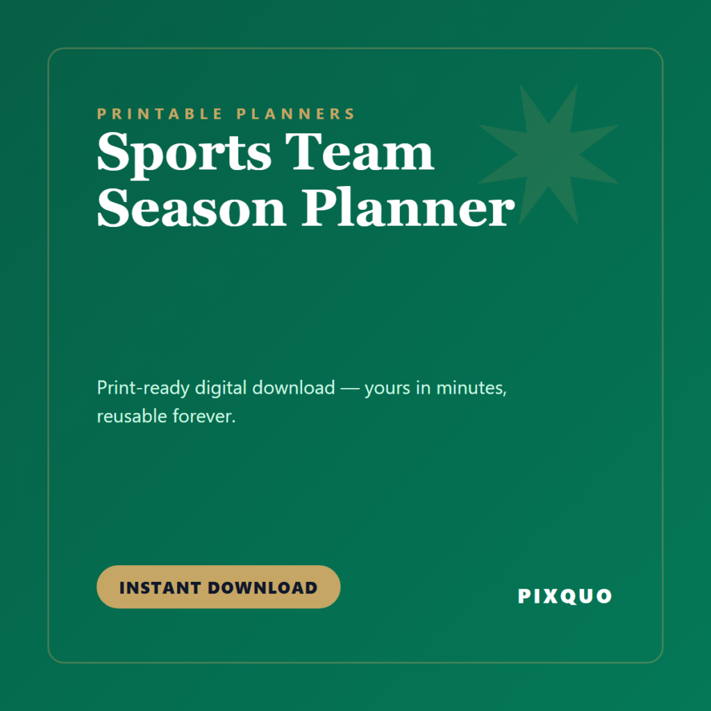 Sports Team Season Planner — printable digital download